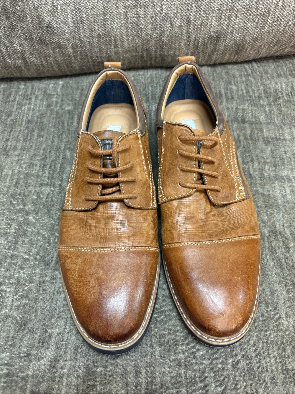 Steve Madden Men's Tan Leather Lace-Up Oxfords SZ 9
